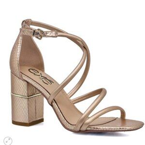 EXE Shoes Sandals HELEN-690 Rose Gold Snake Heels